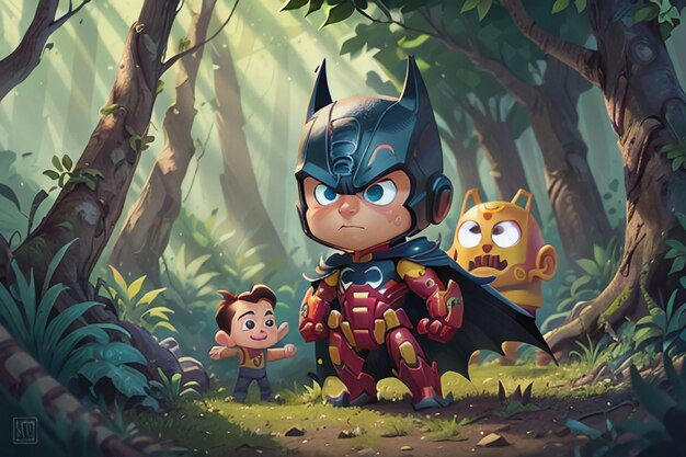Wallpaper #tmh5I5MBSpphPi3-wjVf167 Premium AI Image Batman Superman Cartoon Cute Character Wallpaper