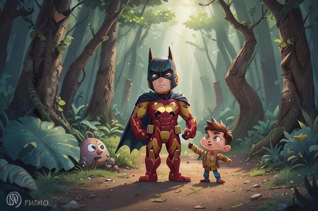 Wallpaper #tmh5I5MBSpphPi3-wjVf118 Premium AI Image Batman Superman Cartoon Cute Character Wallpaper