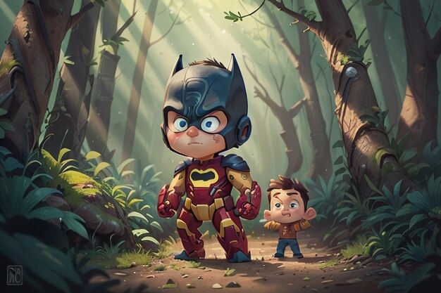 Wallpaper #tmh5I5MBSpphPi3-wjVf89 Premium AI Image Batman Superman Cartoon Cute Character Wallpaper