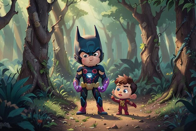Wallpaper #tmh5I5MBSpphPi3-wjVf96 Premium AI Image Batman Superman Cartoon Cute Character Wallpaper