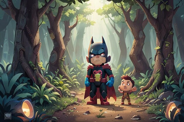 Wallpaper #tmh5I5MBSpphPi3-wjVf163 Premium AI Image Batman Superman Cartoon Cute Character Wallpaper