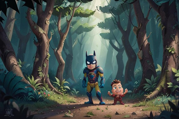 Wallpaper #tmh5I5MBSpphPi3-wjVf156 Premium AI Image Batman Superman Cartoon Cute Character Wallpaper