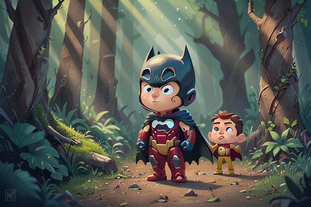 Wallpaper #tmh5I5MBSpphPi3-wjVf135 Premium AI Image Batman Superman Cartoon Cute Character Wallpaper