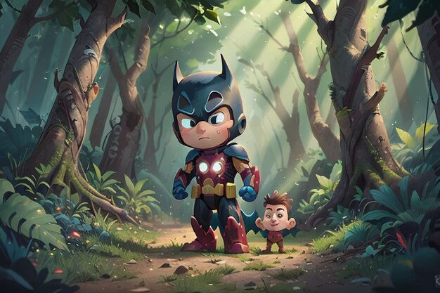 Wallpaper #tmh5I5MBSpphPi3-wjVf160 Premium AI Image Batman Superman Cartoon Cute Character Wallpaper