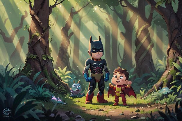 Wallpaper #tmh5I5MBSpphPi3-wjVf128 Premium AI Image Batman Superman Cartoon Cute Character Wallpaper