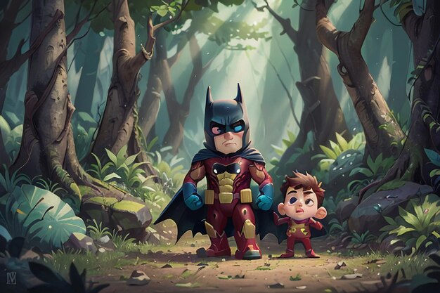 Wallpaper #tmh5I5MBSpphPi3-wjVf136 Premium AI Image Batman Superman Cartoon Cute Character Wallpaper
