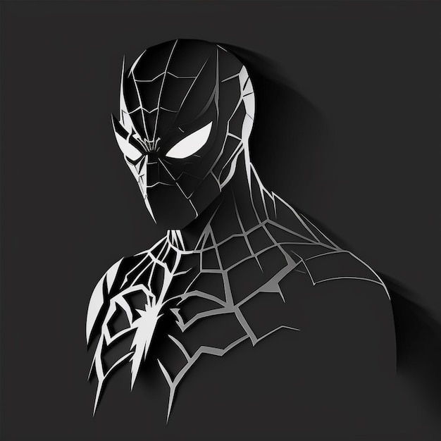 Wallpaper #R7iM25IBJvJKYCmEZffw307 Premium AI Image a Black and White Image of a Spiderman with the Face