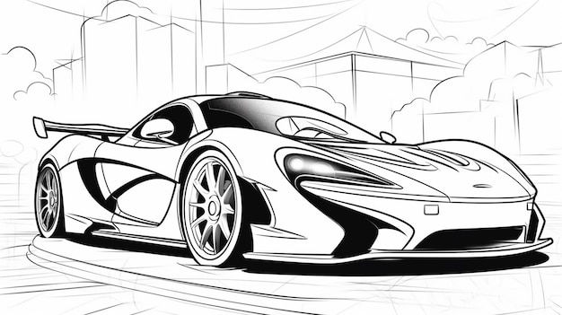 Wallpaper #fmejDJMBSpphPi3-f9-x425 Premium Photo a Black and White Drawing of a Supercar with a White