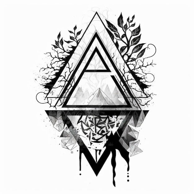 Wallpaper #PmeuAJMBSpphPi3-_adt235 Premium AI Image a Black and White Drawing of a Triangle with a