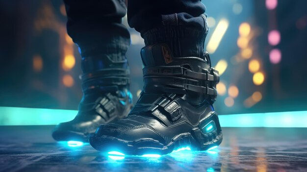 Wallpaper #u_-ya5MB3lSXT3zUG-iX275 Premium AI Image Futuristic Man Cyberpunk Shoes Extreme Environment