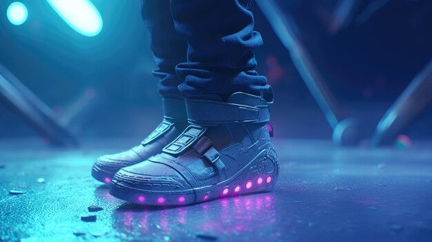 Wallpaper #u_-ya5MB3lSXT3zUG-iX277 Premium AI Image Futuristic Man Cyberpunk Shoes Extreme Environment