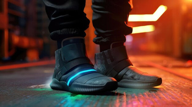 Wallpaper #u_-ya5MB3lSXT3zUG-iX248 Premium AI Image Futuristic Man Cyberpunk Shoes Extreme Environment