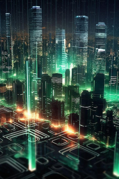 Wallpaper #Y-pfV5MBlwTYPL18OhG2215 Premium AI Image Futuristic Cybercity and Neon Lights