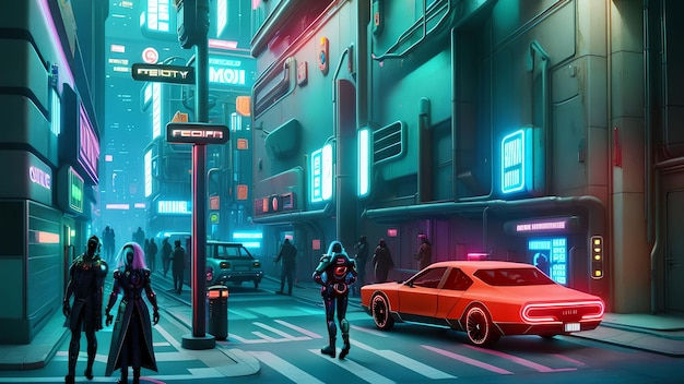 Wallpaper #Y-pfV5MBlwTYPL18OhG2193 Premium Photo Futuristic Scifi Modern City at Night Generative Art by AI