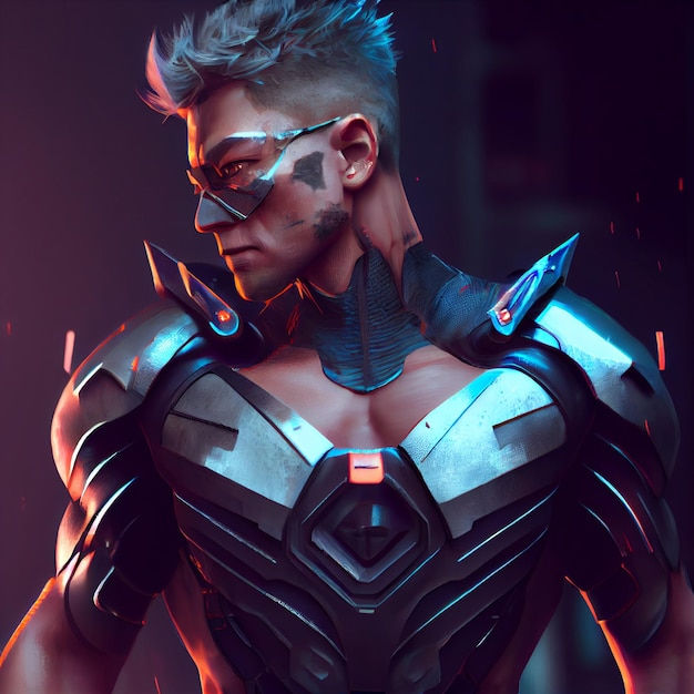 Wallpaper #yGd0AZMBSpphPi3-Wapg139 Premium Photo Futuristic Warrior with Armor Superhero Man 3D Render