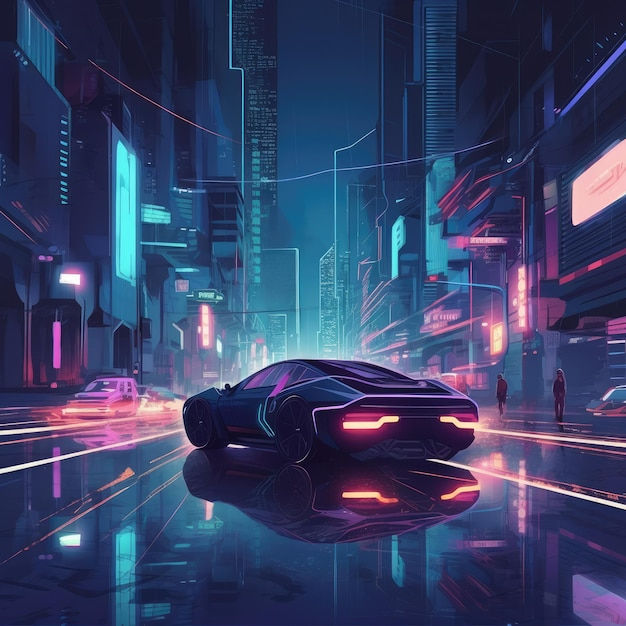 Wallpaper #0GgmGJMBSpphPi3-_xE165 Premium AI Image a Futuristic Cyberpunk Street Scene at Night