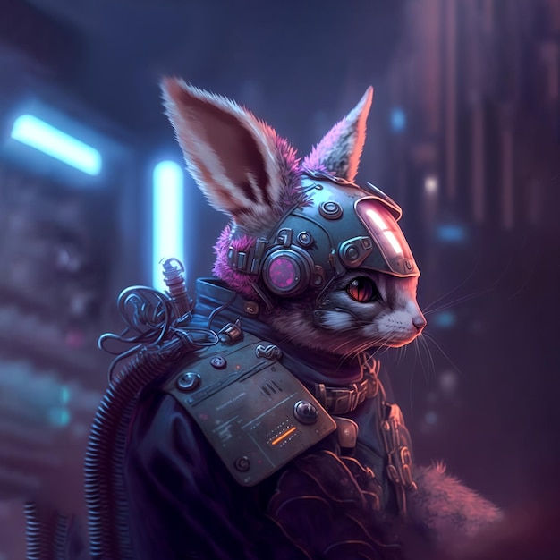 Wallpaper #qa3MMZMBKf019FdaUxGB26 Premium Photo Cute Cyberpunk Rabbit Post Apocalypse Character