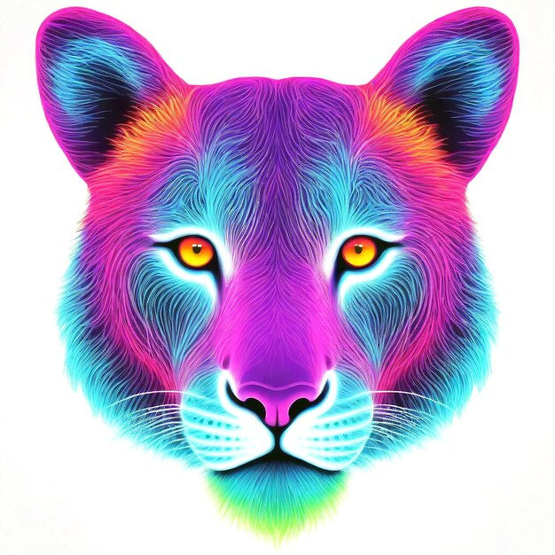 Wallpaper #1WfB-JIBSpphPi3-ior0193 Premium Photo Neon Animal Face Outline Illustration on White Background