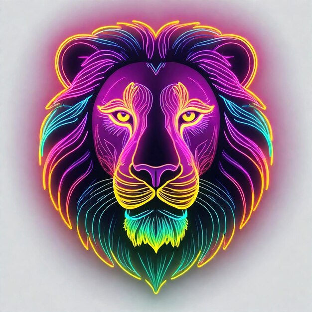 Wallpaper #1WfB-JIBSpphPi3-ior0196 Premium Photo Neon Animal Face Outline Illustration on White Background