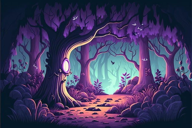 Wallpaper #lGcDC5MBSpphPi3-T9ct334 Premium Photo Background Mystical Forest Illustration Cartoon Style