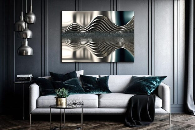 Wallpaper #FHeYKJMB-pgBXx60ZKsS27 Premium Photo Abstract Reflective Metallic Structure with Waves