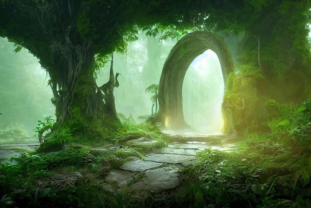 Wallpaper #d2c4EZMBSpphPi3-OPZ1285 Premium Photo Natural Archway Shaped by Branches in the Forest
