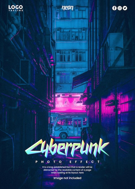 Wallpaper #MGdF-JIBSpphPi3-LInZ152 Premium Psd Cyberpunk Photo Effect Template