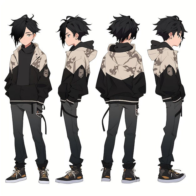 Wallpaper #801e8 Premium Photo Trendy Anime Boy Character Turnaround Concept Art Sheet