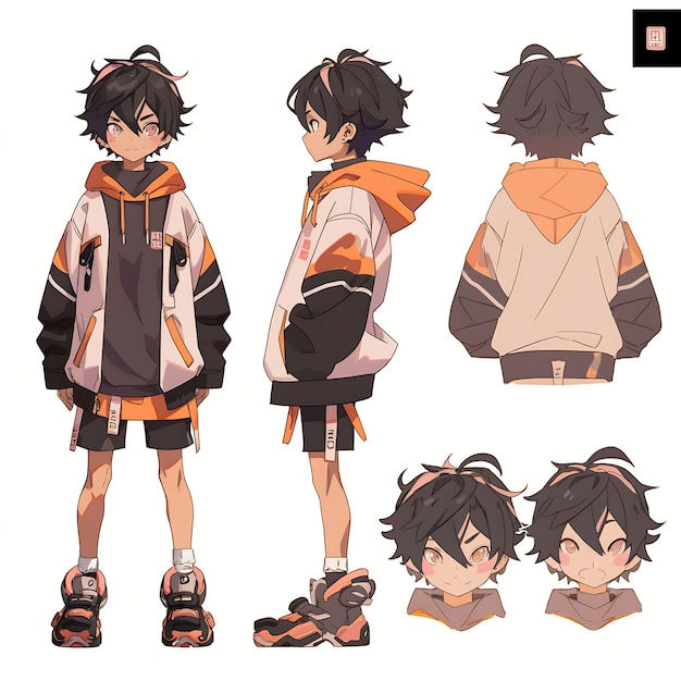 Wallpaper #801e8 Premium Photo Trendy Anime Boy Character Turnaround Concept Art Sheet