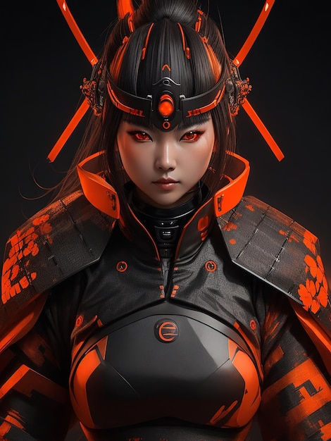 Wallpaper #UGgLFpMBSpphPi3-SQpR220 Premium AI Image a Female Cyber Samurai Standing AI Generated