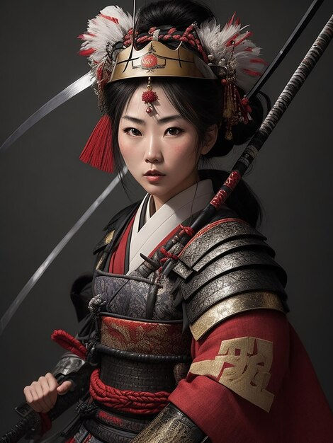 Wallpaper #UGgLFpMBSpphPi3-SQpR266 Premium AI Image a Female Cyber Samurai Standing AI Generated