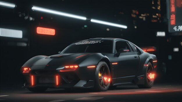 Wallpaper #MUULnY4B7YBJg1BV36LA29 Premium Photo Cyberpunk Muscle Car in the Night City