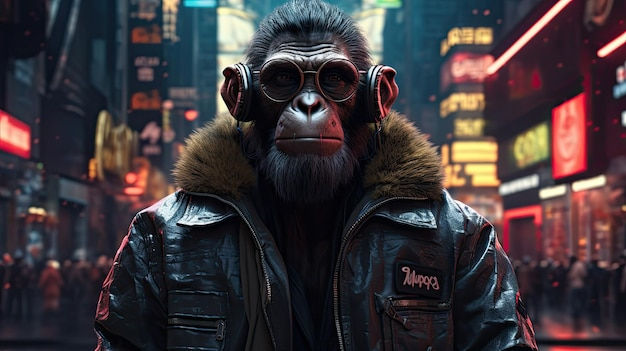 Wallpaper #_4tncpcBcm9NJah-ZnNf49 Premium AI Image Cyberpunk Monkey Game Character