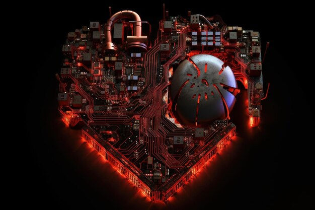 Wallpaper #SzuIb5cBSWmA-tzpLY-L57 Premium AI Image Cyberpunk Heart with Red Neon Light Generate AI