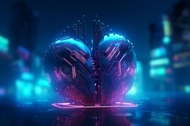 Wallpaper #SzuIb5cBSWmA-tzpLY-L63 Premium AI Image Cyberpunk Heart Science Generate AI