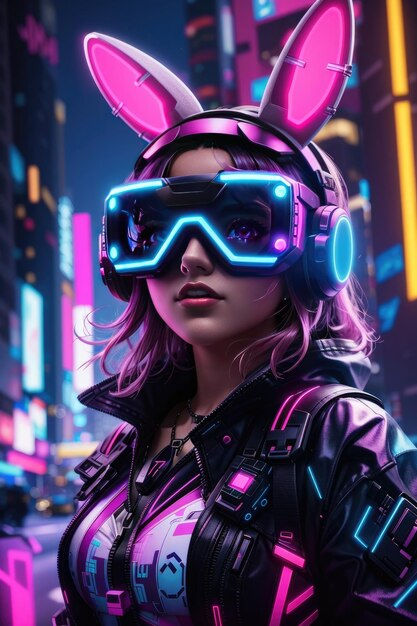 Wallpaper #qa3MMZMBKf019FdaUxGB47 Premium AI Image Neon Dreamscape the Cyberpunk Bunnys Thrilling