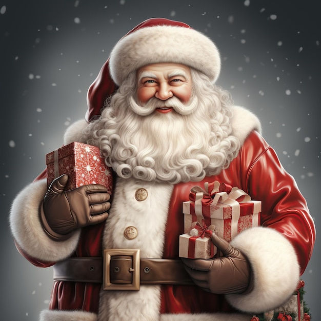 Wallpaper #_bgL2ZIBJvJKYCmEbeqa178 Premium AI Image Illustration of a Santa Claus with a Christmas