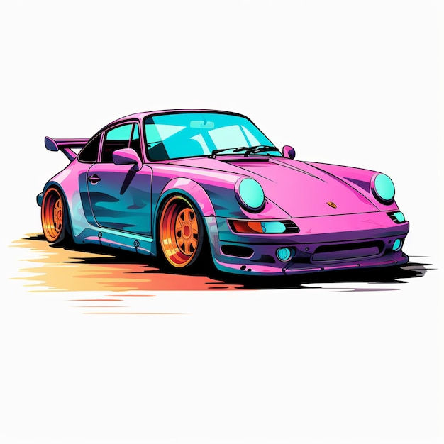 Wallpaper #FO8FTZMBMN-XEVvVpD8q109 Premium AI Image Illustration of 90s Porsche on White Background