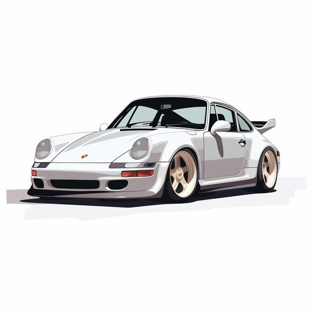 Wallpaper #FO8FTZMBMN-XEVvVpD8q79 Premium AI Image Illustration of 90s Porsche on White Background