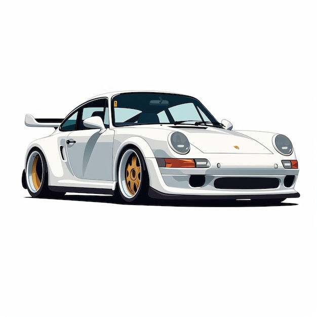 Wallpaper #FO8FTZMBMN-XEVvVpD8q32 Premium AI Image Illustration of 90s Porsche on White Background
