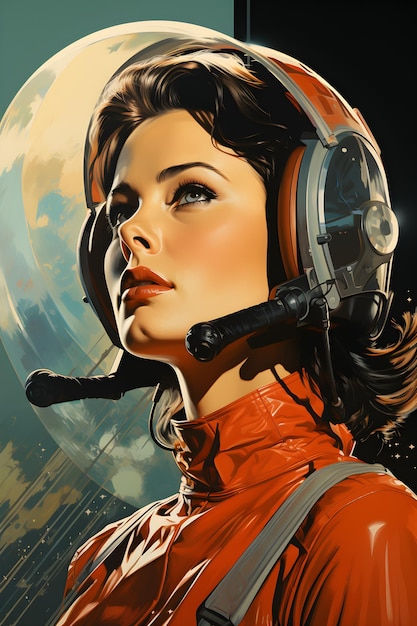 Wallpaper #O3emKJMB-pgBXx60l6uP435 Premium Photo Illustration of Woman with Future Technology in Retro