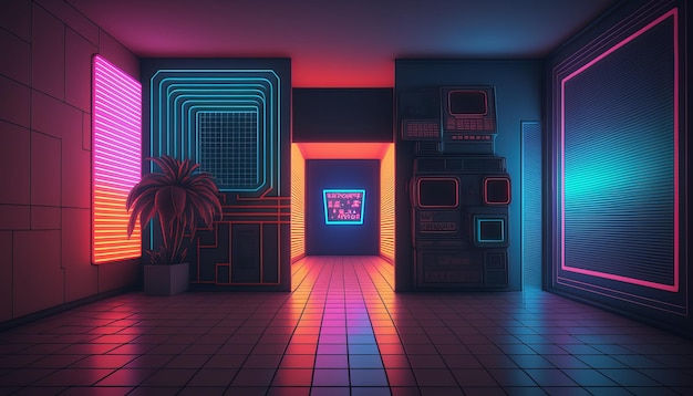 Wallpaper #C7mK3pIBJvJKYCmEKAa353 Premium Photo Synthwave 80s Retro Design Detalied Retro Background
