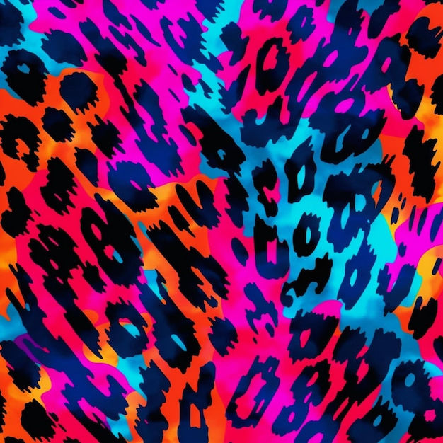 Wallpaper #WViyNJMBzN9vxX34jT0O18 Premium AI Image a Close Up of a Colorful Leopard Print Fabric with a
