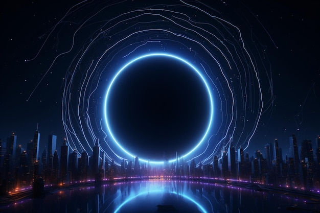 Wallpaper #Y-pfV5MBlwTYPL18OhG2243 Premium AI Image Luminescent Cyber City Neon Lights Illuminate Dark