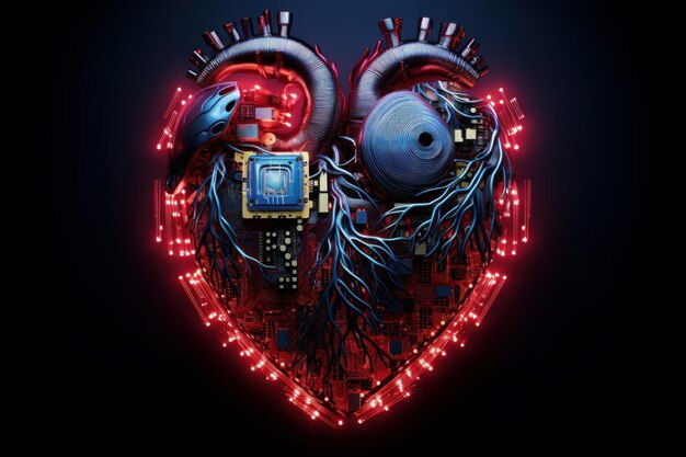 Wallpaper #SzuIb5cBSWmA-tzpLY-L89 Premium AI Image Hightech Heart of Chips and Circuits Cyberpunk Heart