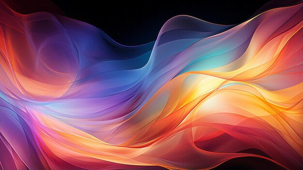 Wallpaper #OWisGZMBSpphPi3-0Bjv259 Premium AI Image Colorful Abstract Waves on a Black Background