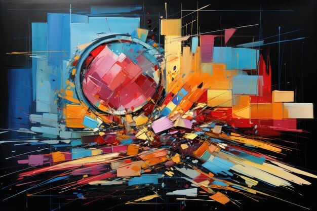 Wallpaper #52dQ-5IBSpphPi3-YpO8291 Premium AI Image a Colorful Abstract Painting of a Circle and a Round