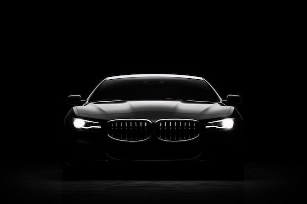 Wallpaper #yWjGE5MBSpphPi3-JwG786 Premium Photo Front View Dark Silhouette of a Modern Luxury Black Car
