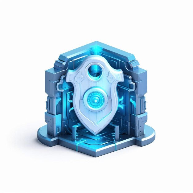 Wallpaper #xblJ3pIBJvJKYCmEcwR7389 Premium AI Image Isometric 3D Shield Web Hitech Neon Colors