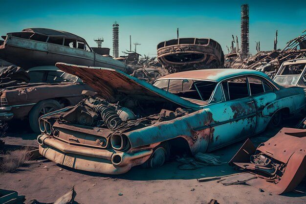 Wallpaper #2a3VMZMBKf019FdathFC316 Premium AI Image Cars Graveyard Pile of Crushed and Deformed Cars